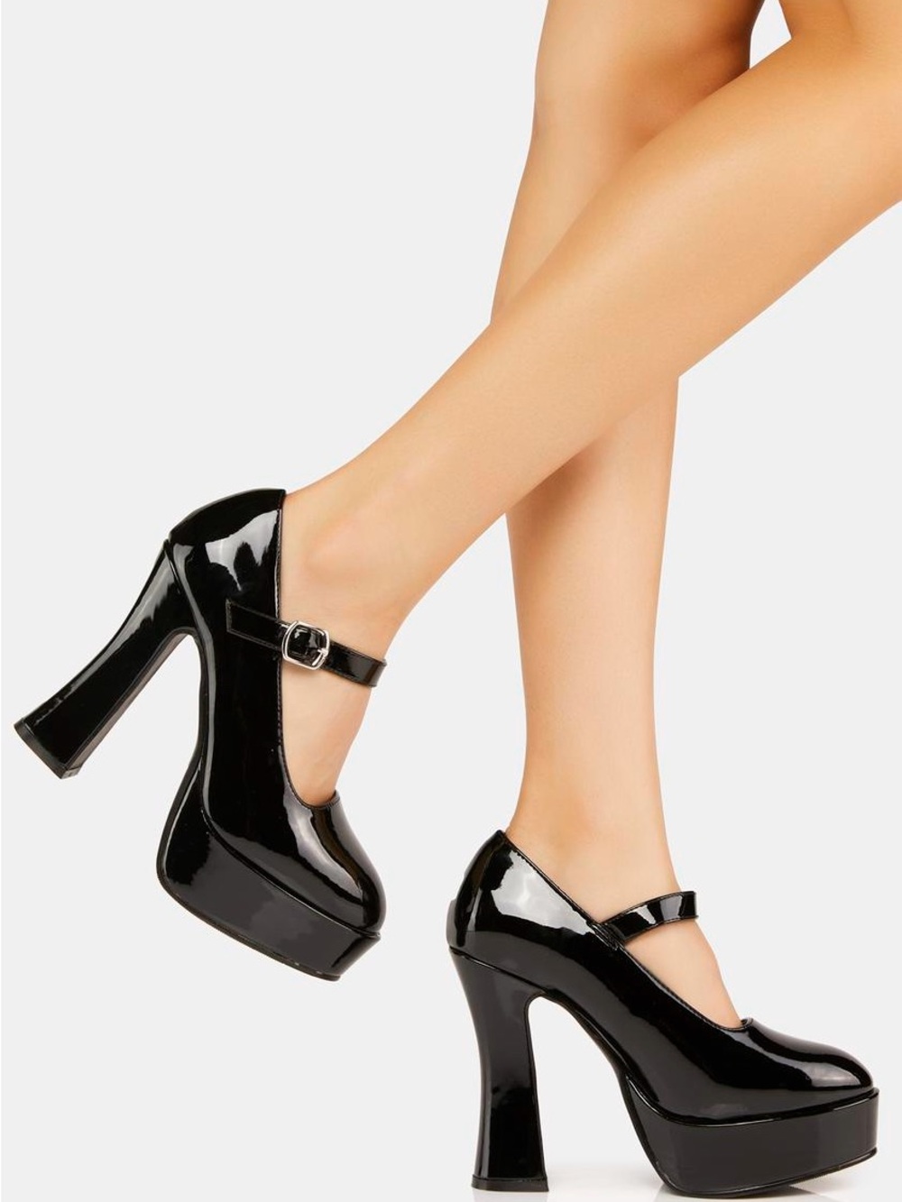 NWT 🖤 Dolls Kill Women's Black Vamp Tramp Mary Jane 5” Platform Heels - Size 7